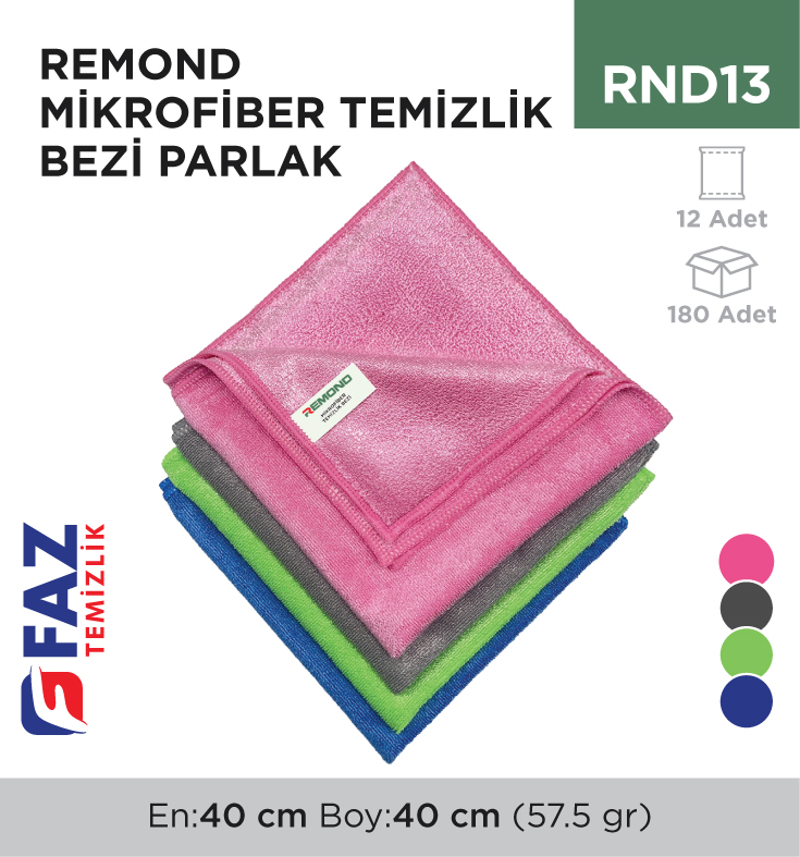Remond Mikrofiber Temizlik Bezi Parlak 40x40 cm 57.5 gr